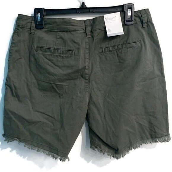 Style & Co Released Hem Cotton Shorts Green Sz 8 - Picture 3 of 5